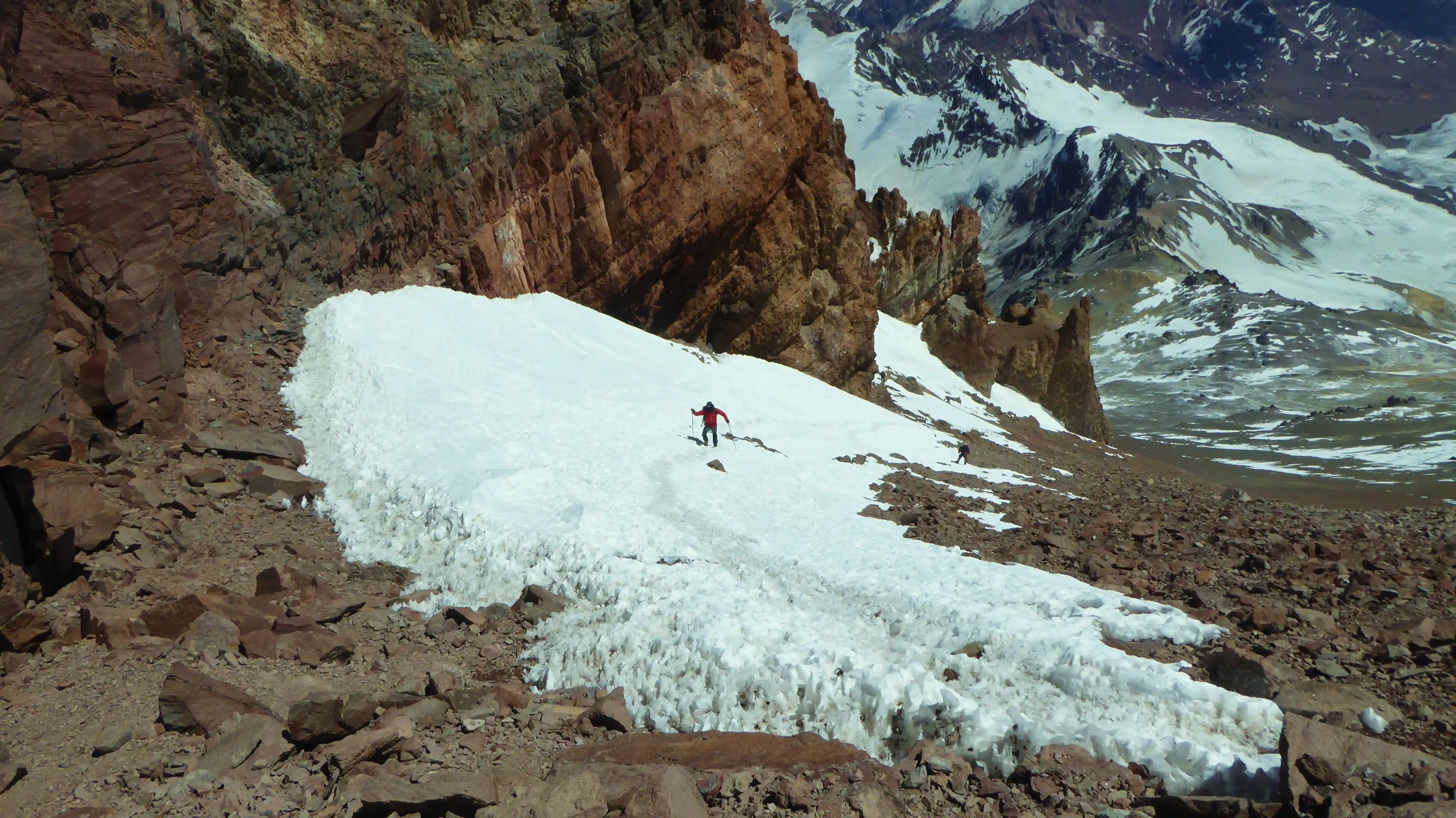 Snow-covered pass on a Chilean mountain traverse